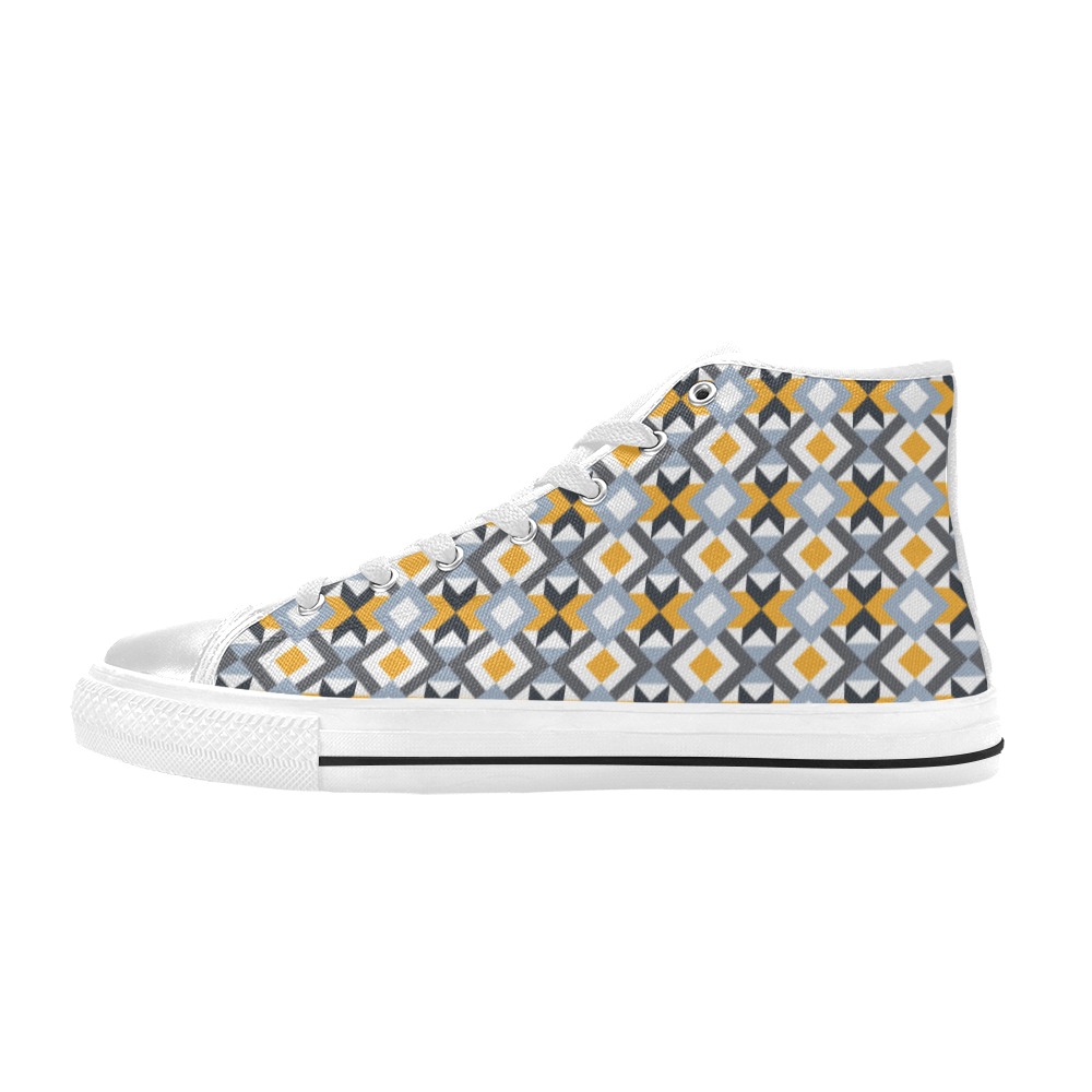 Retro Angles Abstract Geometric Pattern Men’s Classic High Top Canvas Shoes (Model 017)