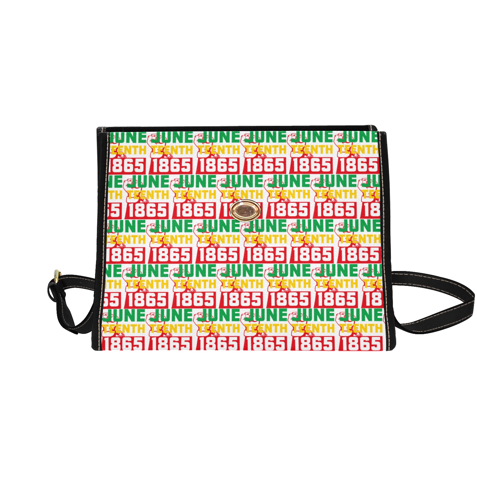 Juneteenth White Fist Purse Waterproof Canvas Bag-Black (All Over Print) (Model 1641)