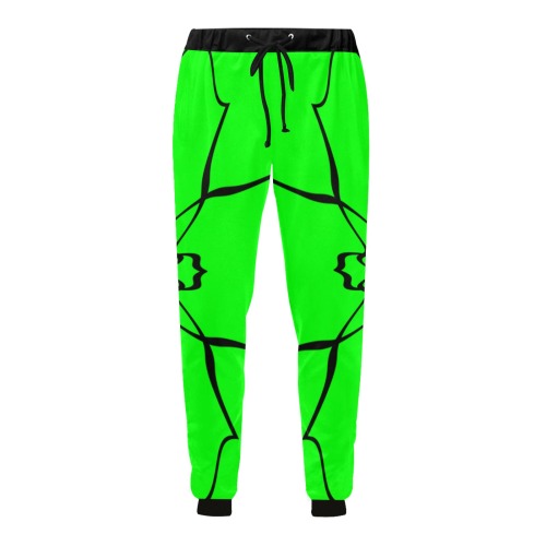 Black Interlocking Triangles2 Starred green Unisex All Over Print Sweatpants (Model L11)