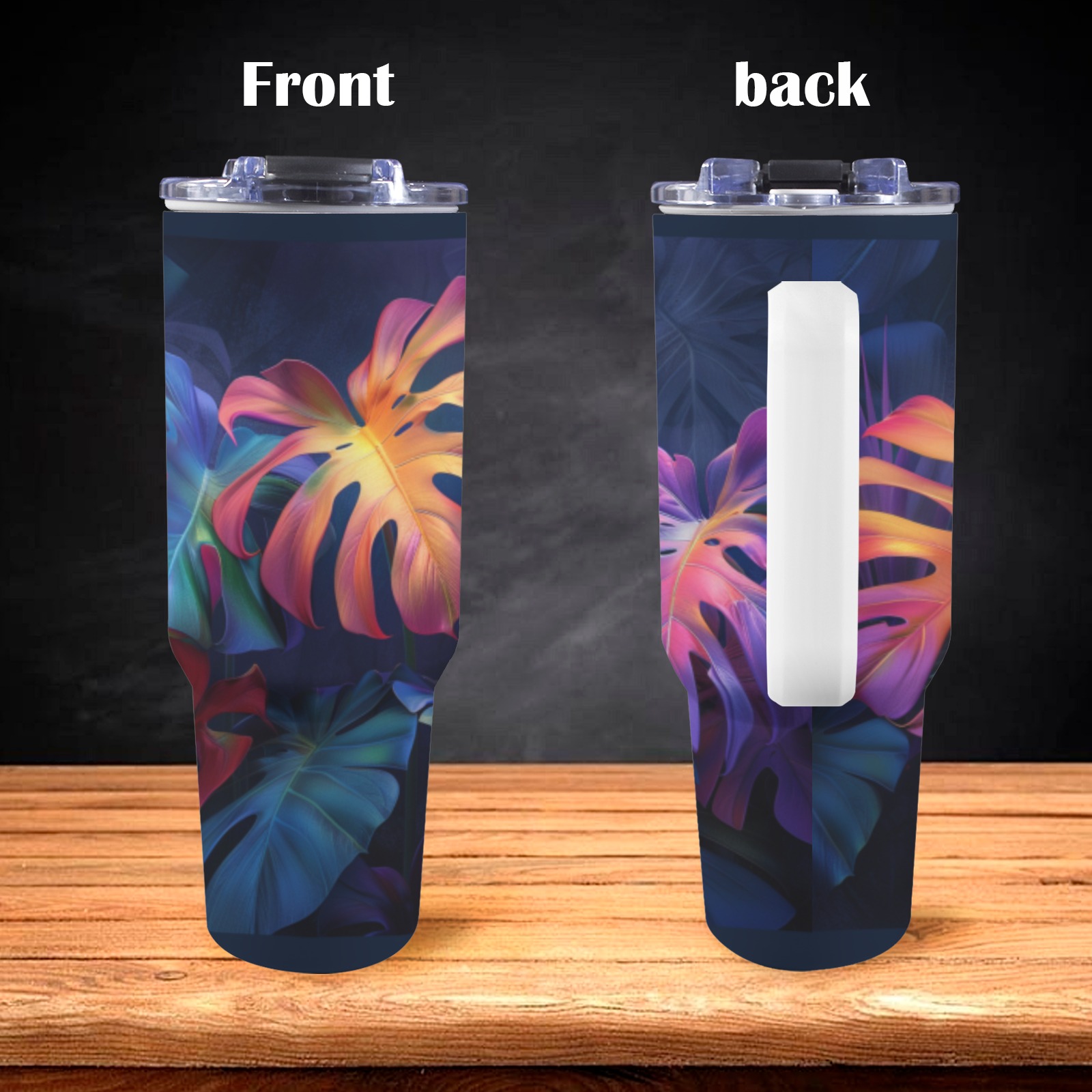 Floral Style 10 40oz Tumbler with Handle