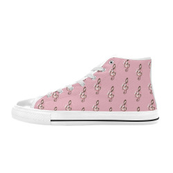 Cherry Blossom Music Women's Classic High Top Canvas Shoes (Model 017)