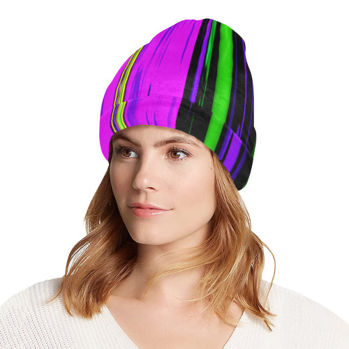 Mardi Gras Stripes All Over Print Beanie for Adults