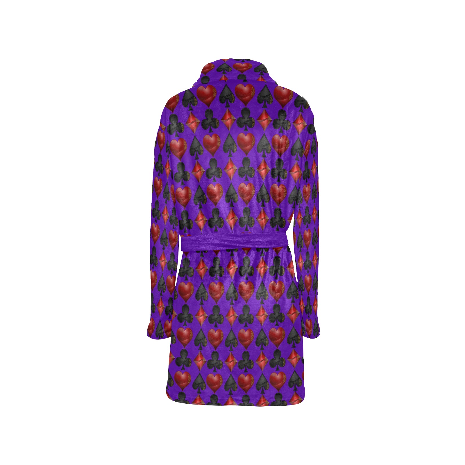 Black Red Playing Card Shapes - Purple Women's All Over Print Night Robe