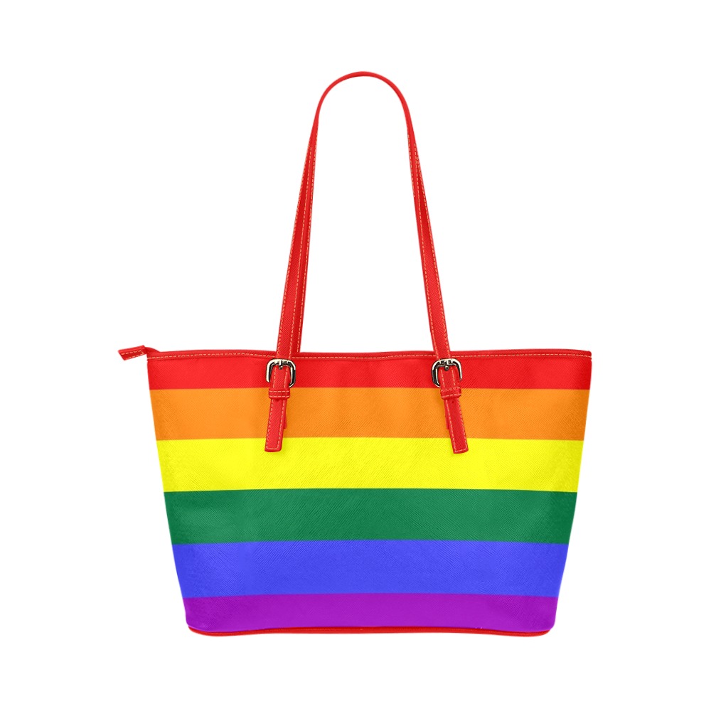 Gay Pride Rainbow Leather Tote Bag/Large (Model 1651)