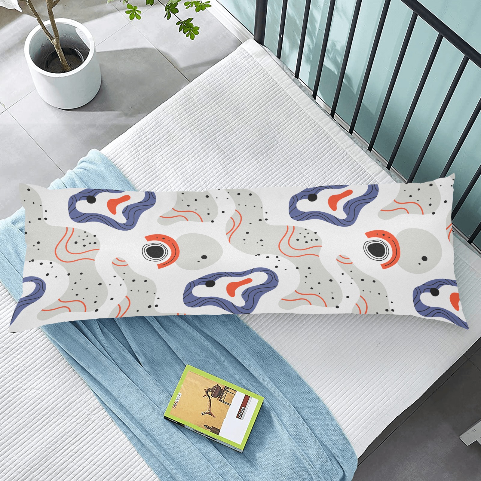 Elegant Abstract Mid Century Pattern Body Pillow Case 20" x 54" (Two Sides)