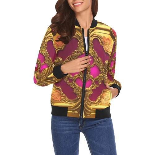 Futuristic beautiful vibrant collectable Fly All Over Print Bomber Jacket for Women (Model H19)