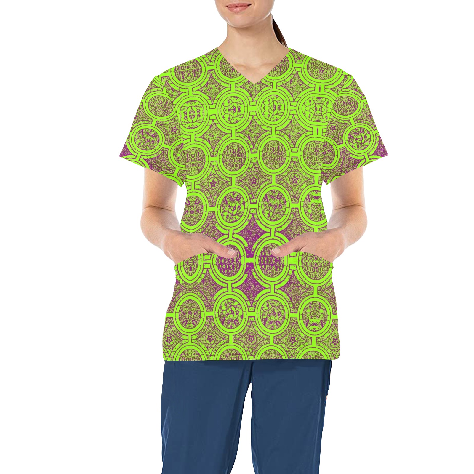 AFRICAN PRINT PATTERN 2 All Over Print Scrub Top