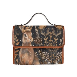 Royal Hare Satchel Handbag Waterproof Canvas Bag-Brown (All Over Print) (Model 1641)