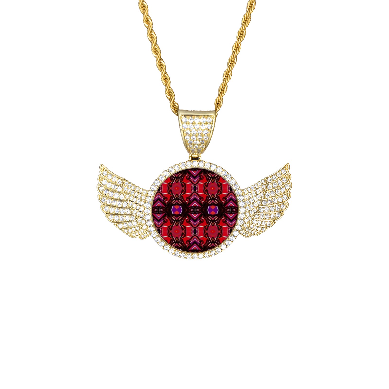 2022 Wings Gold Photo Pendant with Rope Chain