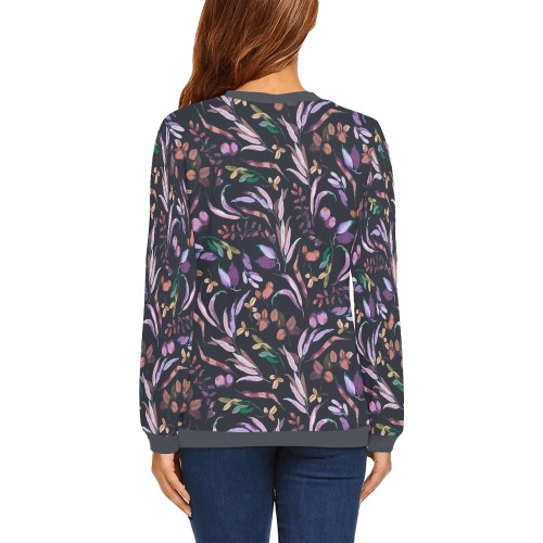 Lavender color wild nature meadow All Over Print Crewneck Sweatshirt for Women (Model H18)