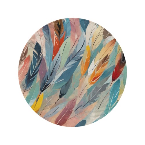 Mix of colorful tender feathers fantasy art. Circular Ultra-Soft Micro Fleece Blanket 60"