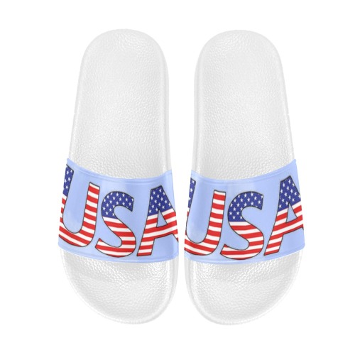 USA image white Women's Slide Sandals (Model 057)