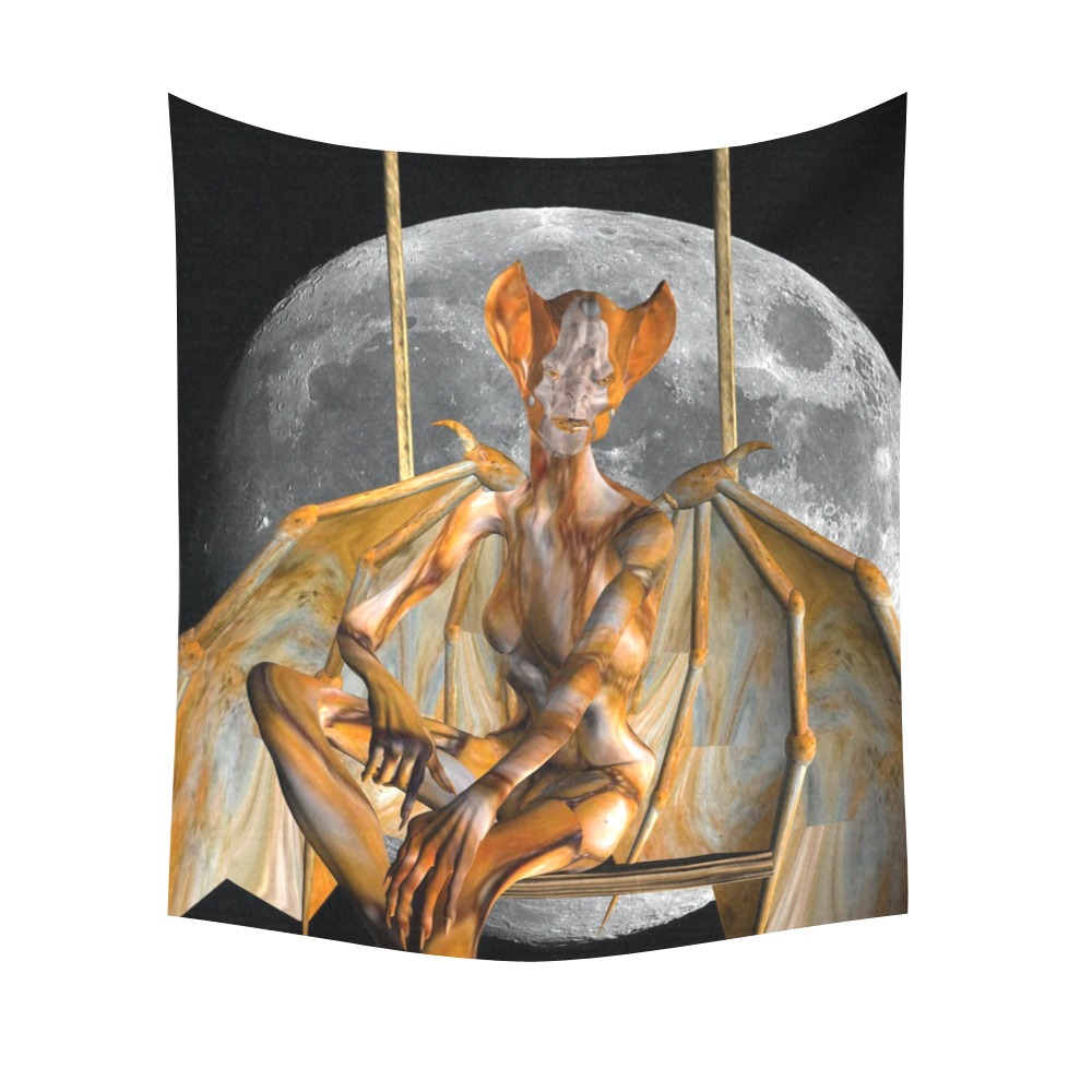 Moon Creature Cotton Linen Wall Tapestry 51"x 60"