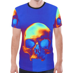 Skull in Blue and Gold New All Over Print T-shirt for Men (Model T45)