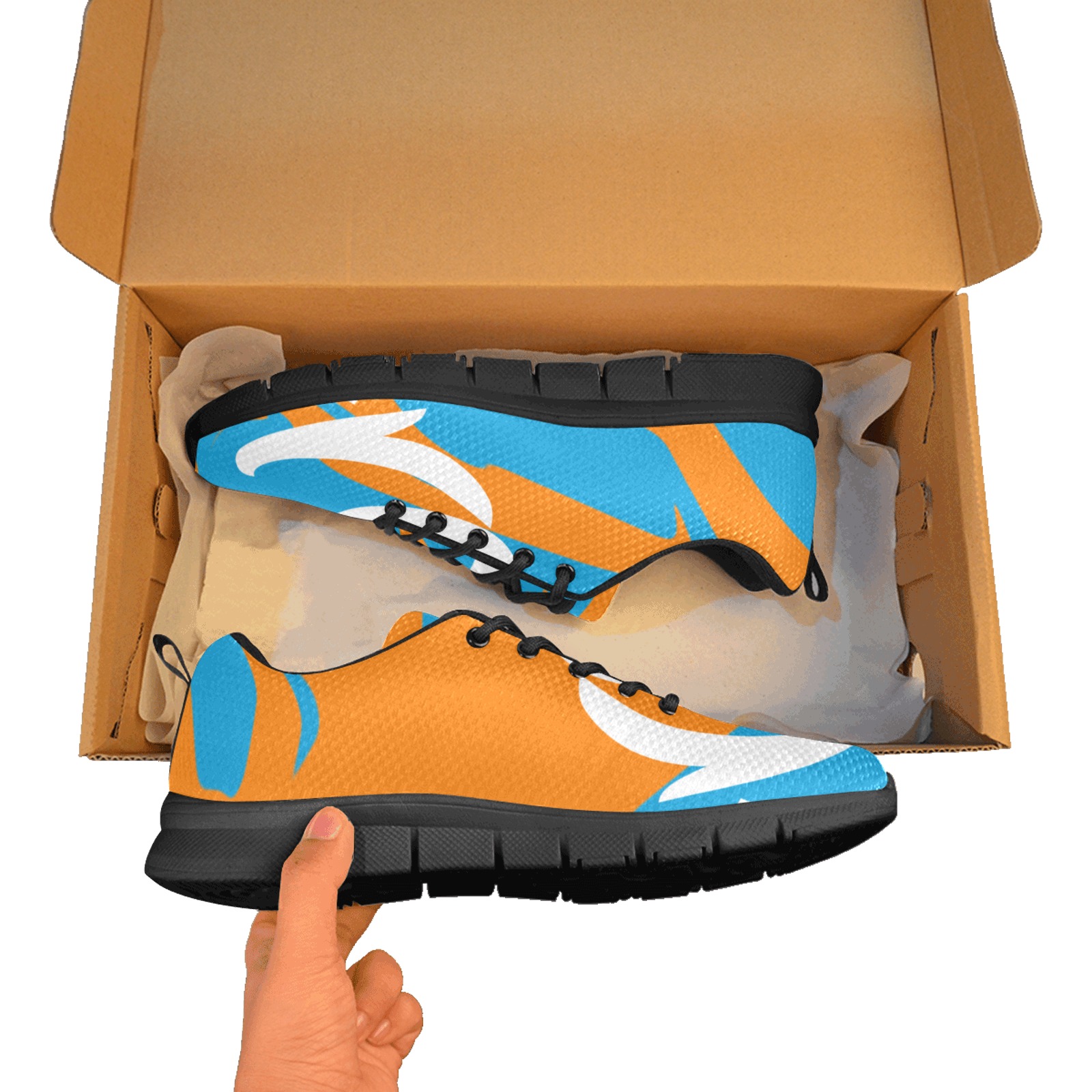 Orange & Blue Women's Breathable Running Shoes (Model 055)