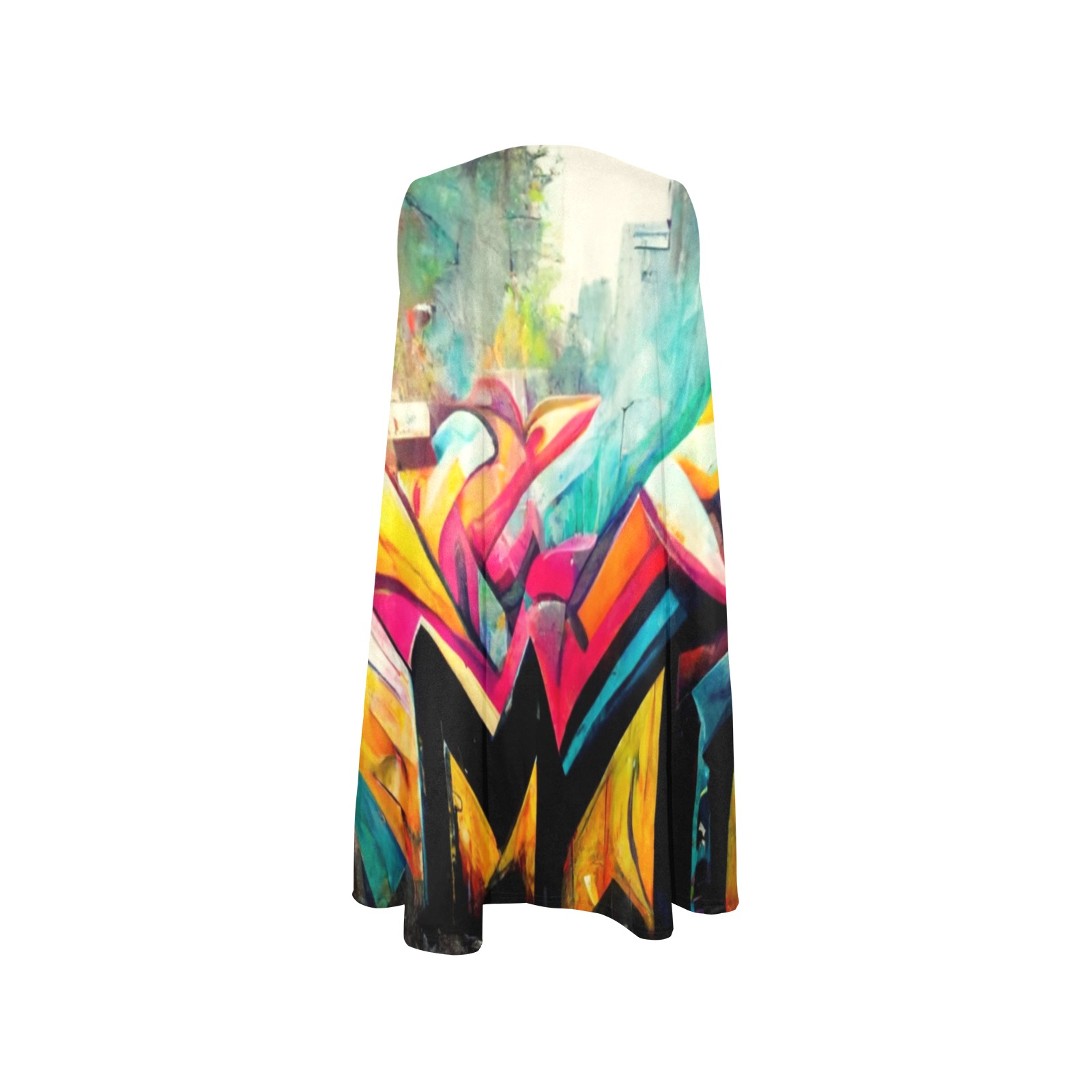colourful graffiti street Sleeveless A-Line Pocket Dress (Model D57)