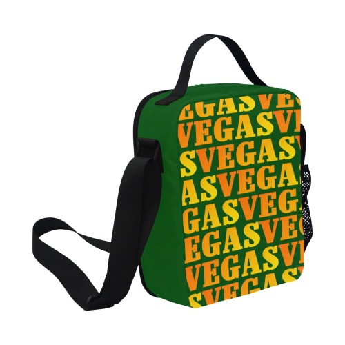 Golden Las VEGAS / Green All Over Print Crossbody Lunch Bag for Kids (Model 1722)