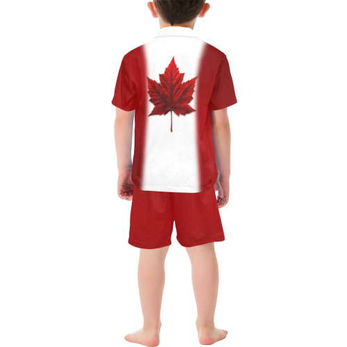 Canada Flag Little Boys' V-Neck Short Pajama Set