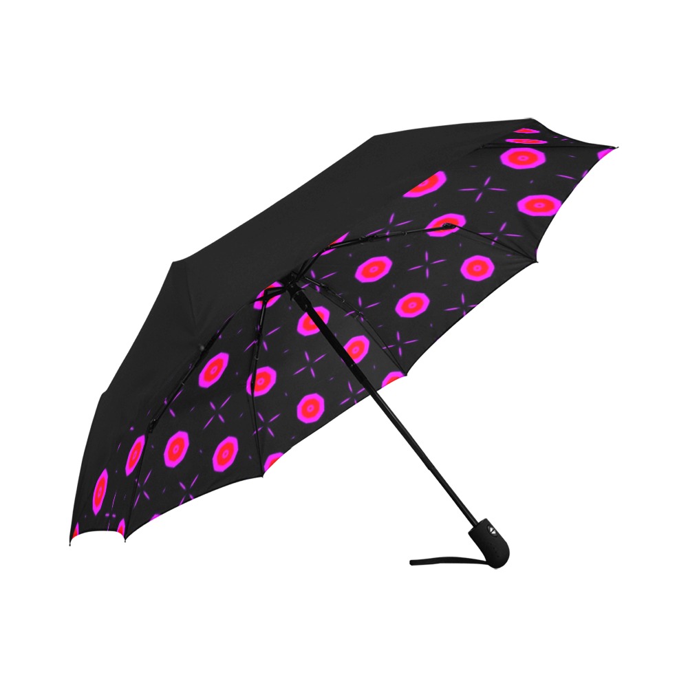 Pink Dots on Black Anti-UV Auto-Foldable Umbrella (Underside Printing) (U06)