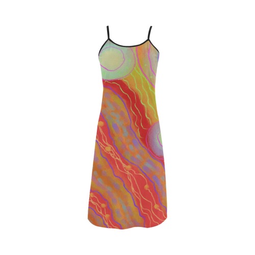 Red Abstract Art Alcestis Slip Dress (Model D05)