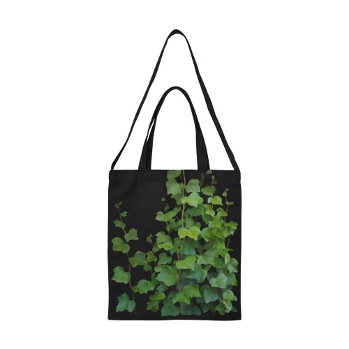 Vines, climbing plant watercolor on black All Over Print Canvas Tote Bag/Medium (Model 1698)