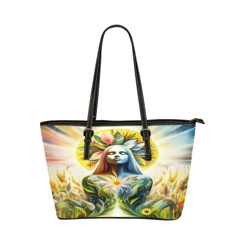 Mother Nature Leather Tote Bag/Large (Model 1651)
