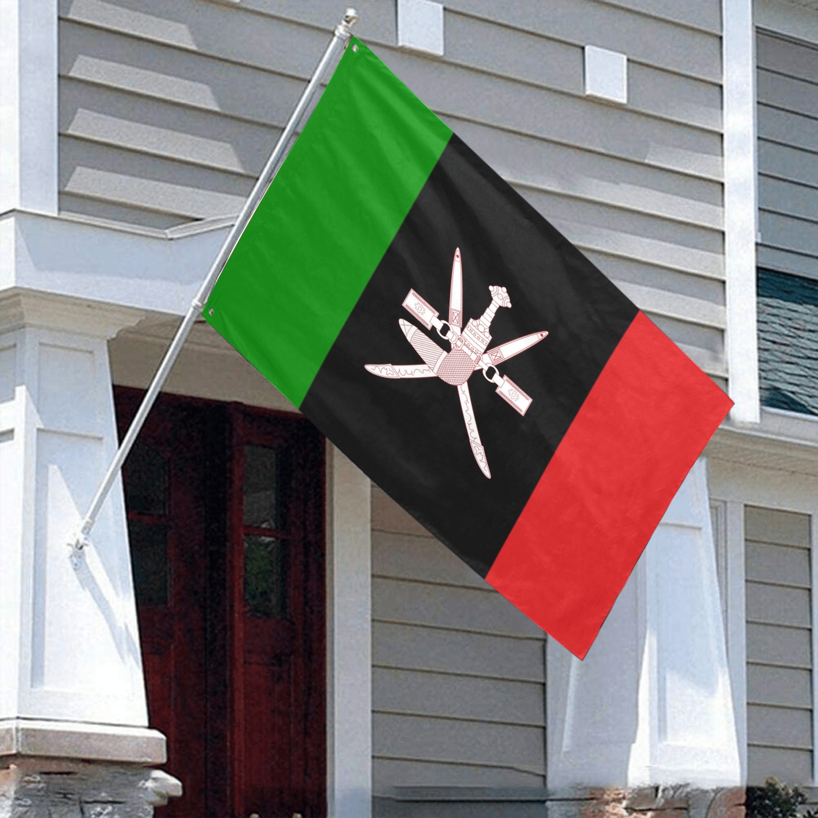 Oman Flag Variant Black Green Red Crest Garden Flag 70"x47"