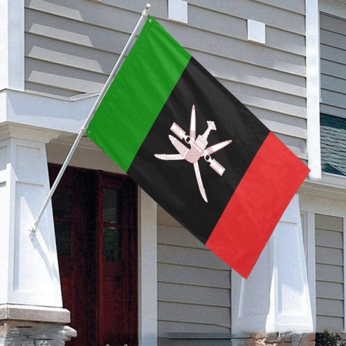 Oman Flag Variant Black Green Red Crest Garden Flag 70"x47"