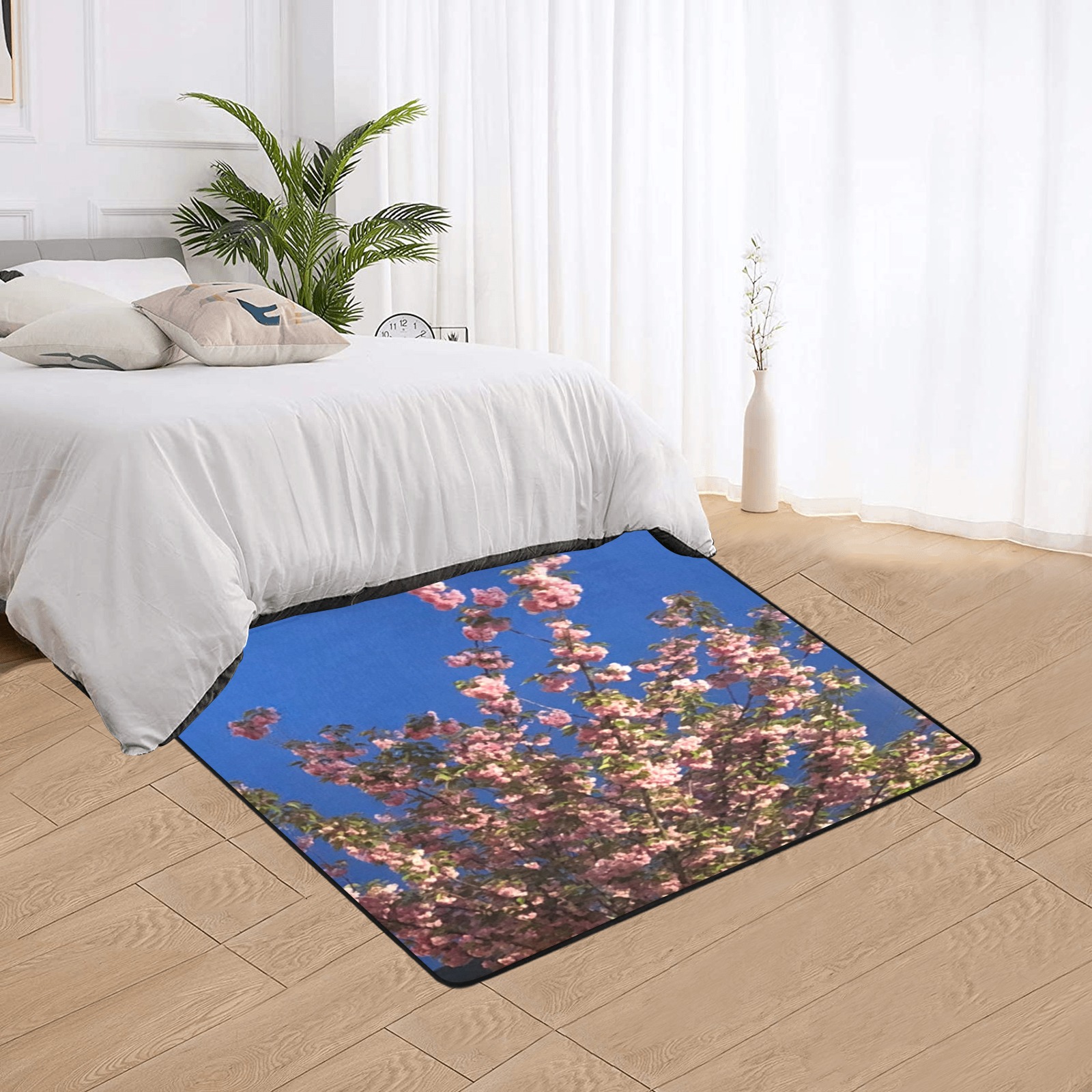 Cherry Tree Collection Area Rug with Black Binding 5'3''x4'