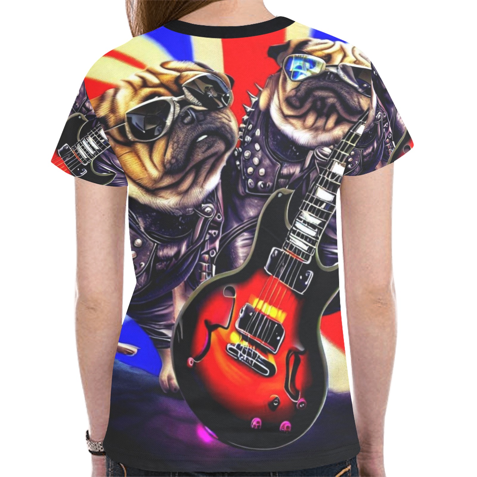 HEAVY ROCK PUG 3 New All Over Print T-shirt for Women (Model T45)