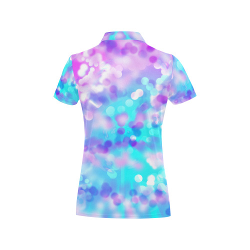 Purple And Blue Bokeh 7518 Women's All Over Print Polo Shirt (Model T55)