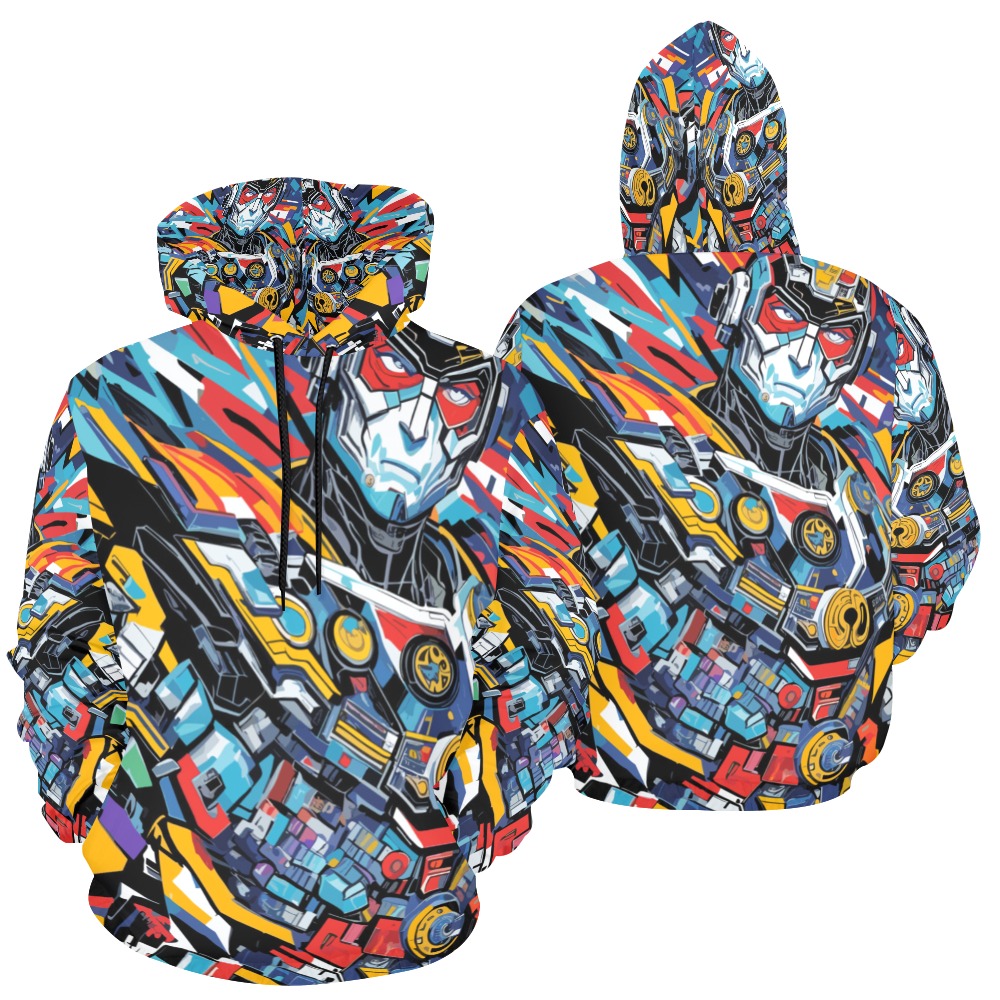 Cyborg warrior futuristic geometrical abstract art All Over Print Hoodie for Men (USA Size) (Model H13)