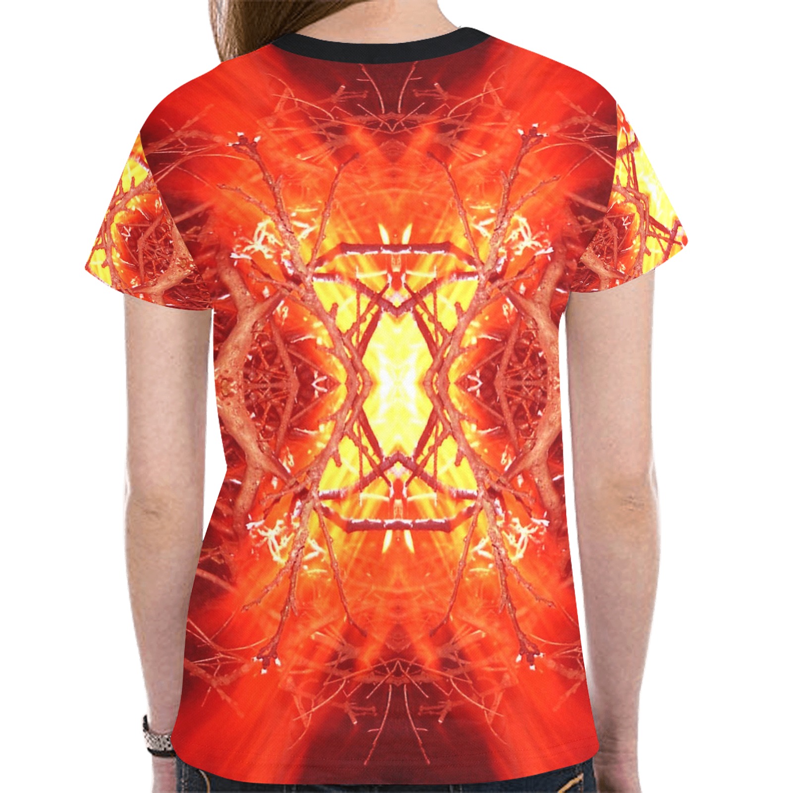 Abstract Fire New All Over Print T-shirt for Women (Model T45)