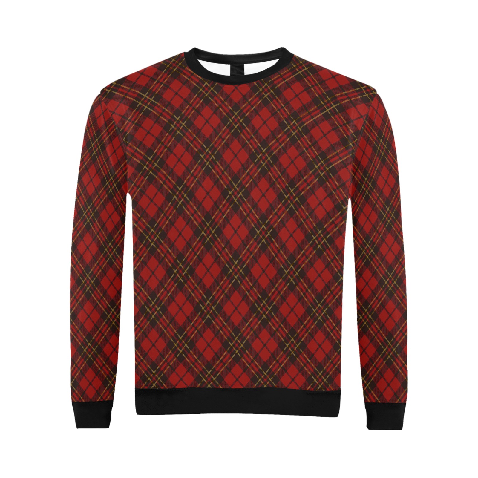 Red tartan plaid winter Christmas pattern holidays All Over Print Crewneck Sweatshirt for Men (Model H18)