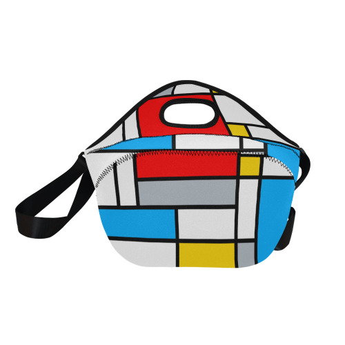 Mondrian Style Color Composition Geometric Retro Art Neoprene Lunch Bag/Large (Model 1669)