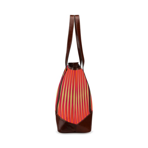 Tribal striped cream orange deep magenta Tote Handbag (Model 1642)