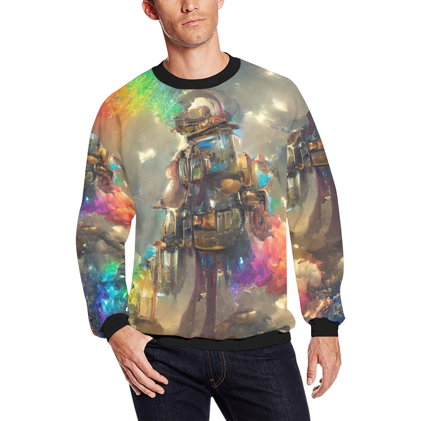 Imagination 024 Men's Oversized Fleece Crew Sweatshirt (Model H18)