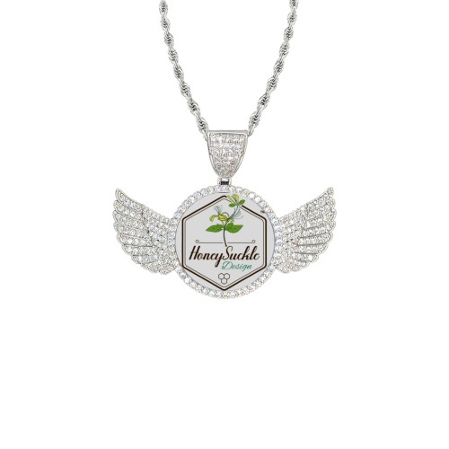 Honey Suckle Wings Silver Photo Pendant with Rope Chain