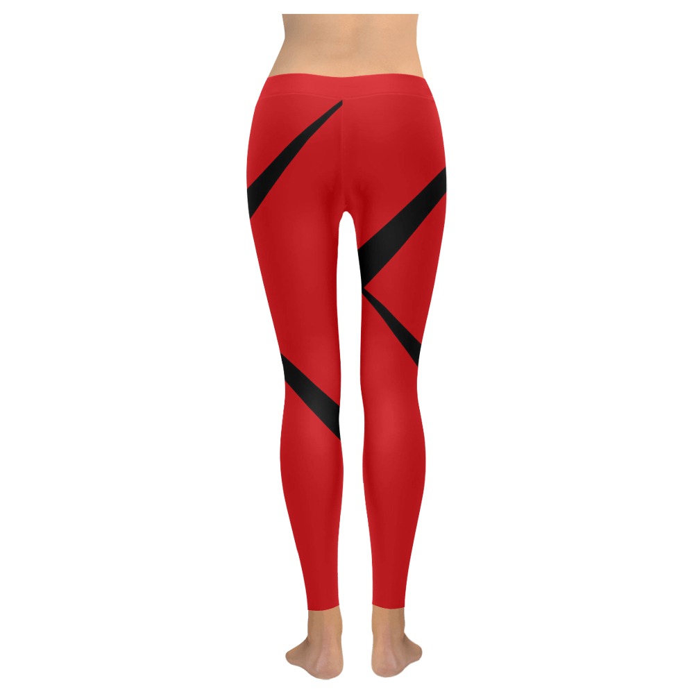 Sexy Red and Black Women's Low Rise Leggings (Invisible Stitch) (Model L05)
