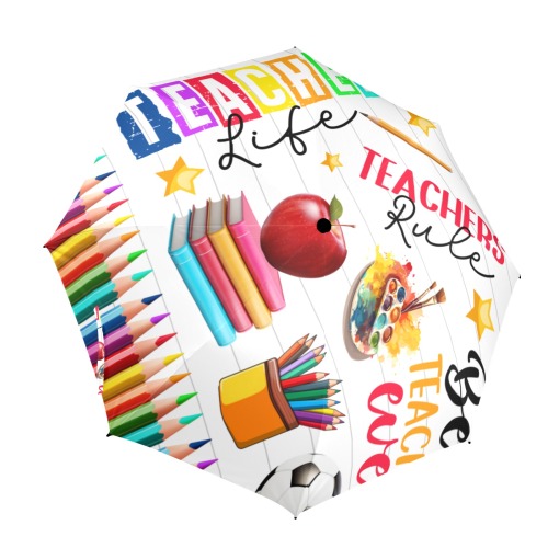 Teacher Life Teachers Rule Semi-Automatic Foldable Umbrella (Model U12)