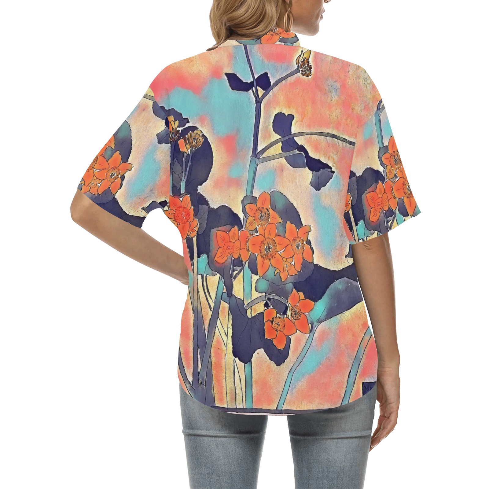 Calm Days All Over Print Hawaiian Shirt for Women (Model T58)