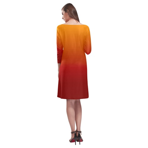 yel red Rhea Loose Round Neck Dress(Model D22)