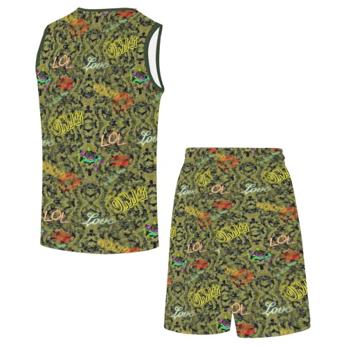 Camouflage Pop Art by Nico Bielow Basketball Uniform with Pocket