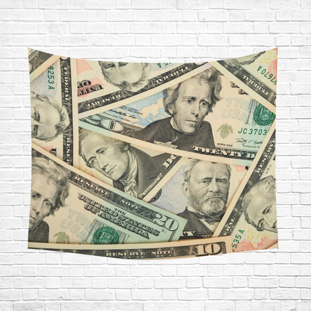 US PAPER CURRENCY Polyester Peach Skin Wall Tapestry 60"x 51"