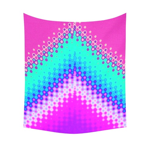 Pixelated Mountain Hot Pink Cotton Linen Wall Tapestry 51"x 60"