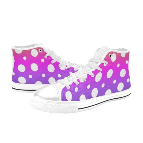 Big Dots High Top Canvas Shoes for Kid (Model 017)