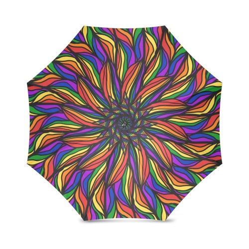 Ô Rainbow Feather Flower Tile Foldable Umbrella (Model U01)