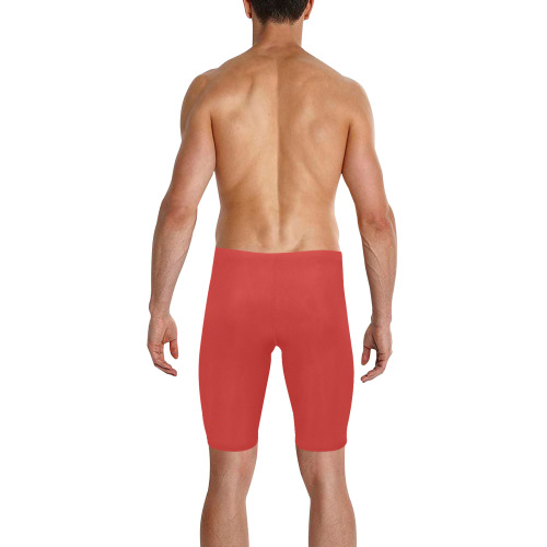 RED Men's Knee Length Swimming Trunks (Model L58)