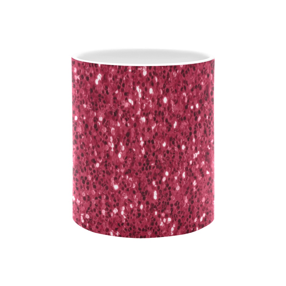 Magenta dark pink red faux sparkles glitter White Mug(11OZ)