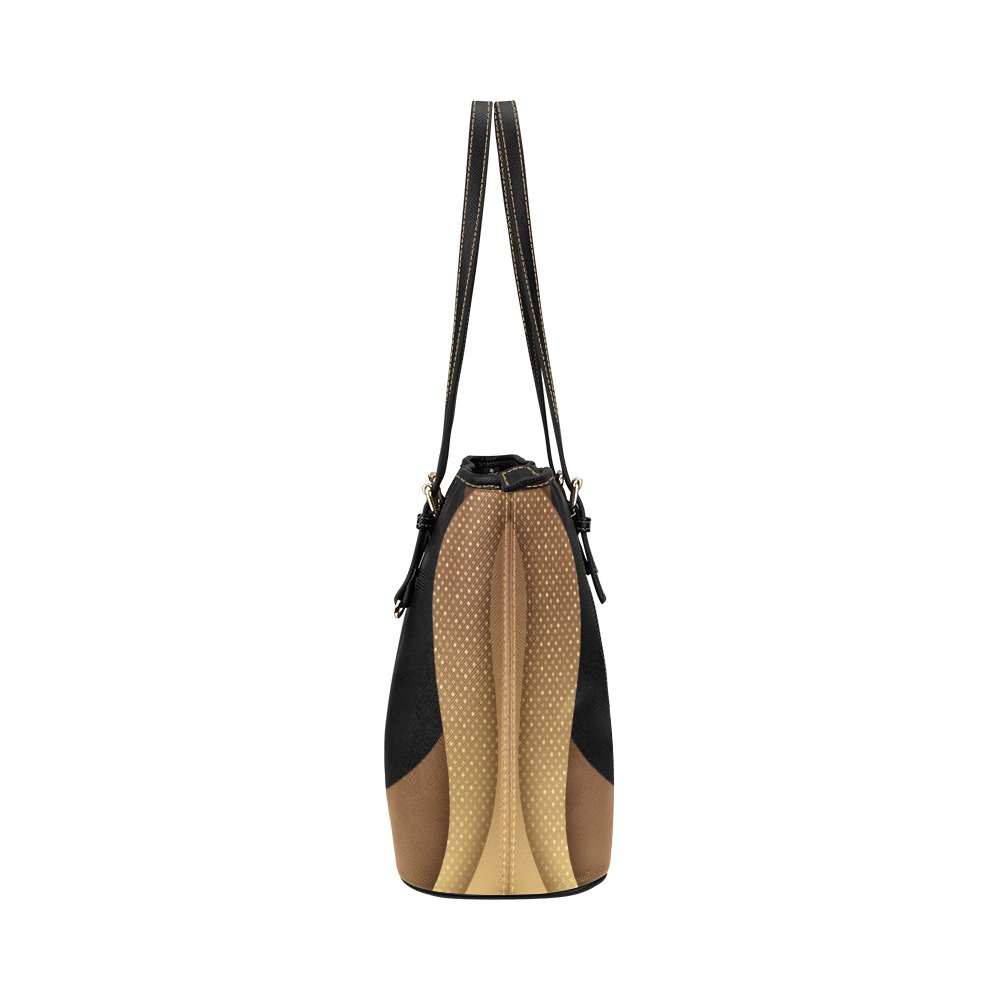 Leather Handbag Tote Heather Gold  & Black Leather Tote Bag/Large (Model 1651)